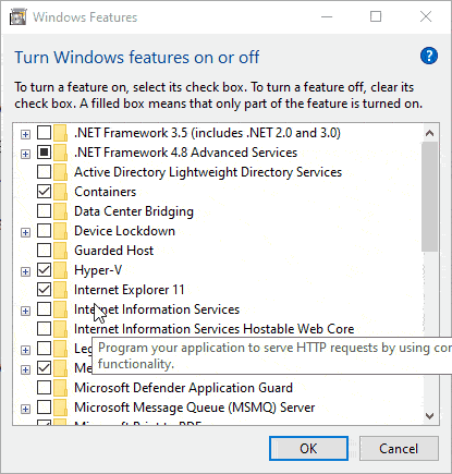wsl - windowsWindows Features